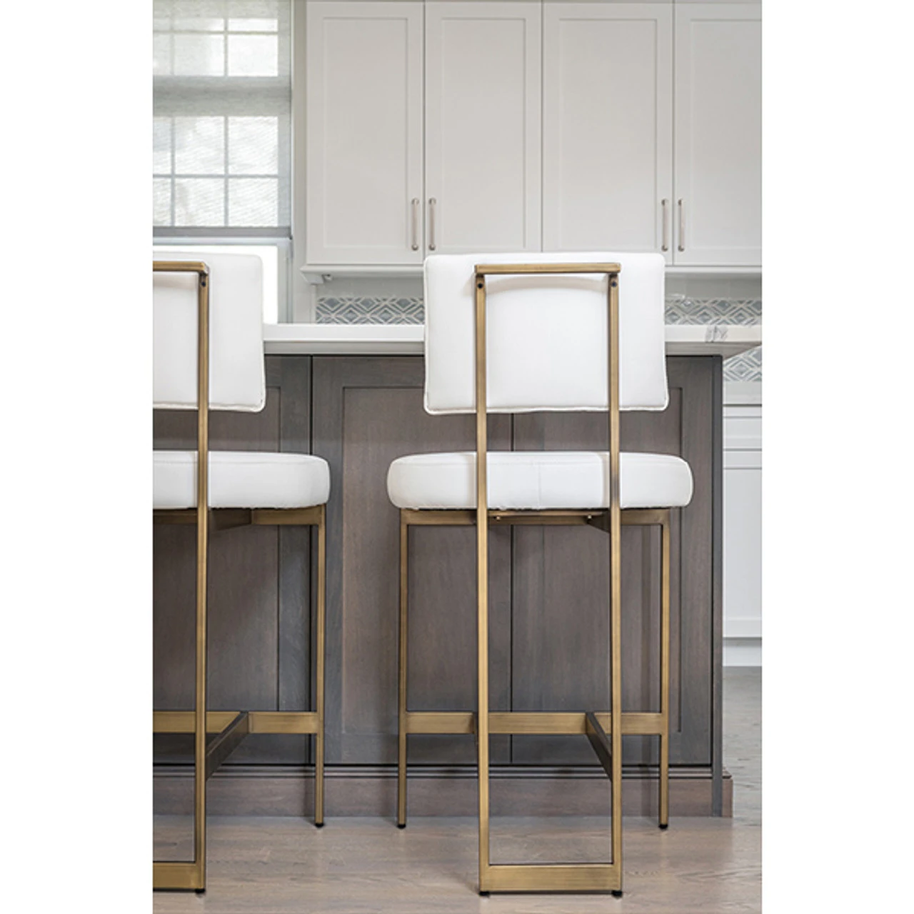 Worlds Away Baylor Counter Stool - Bronze/White Vinyl - Image 8