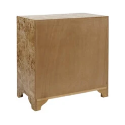Worlds Away Three Drawer Side Table - Burl Wood - Acrylic Hardware -Worlds Away WA CALVIN BW BACK 87399.1691787702 ni 56697.1707481647