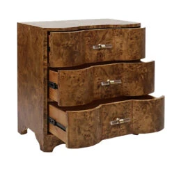Worlds Away Three Drawer Side Table - Dark Burl Wood - Acrylic Hardware -Worlds Away WA CALVIN DBW INTERIOR 22541.1691787617 ni 60290.1707481648