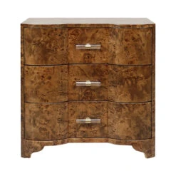 Worlds Away Three Drawer Side Table - Dark Burl Wood - Acrylic Hardware -Worlds Away WA CALVIN DBW 40659.1691787618 ni 49145.1707481648