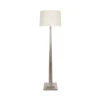 Worlds Away Fluted Wood Floor Lamp - Silver Leaf - Cream Silk Shade
