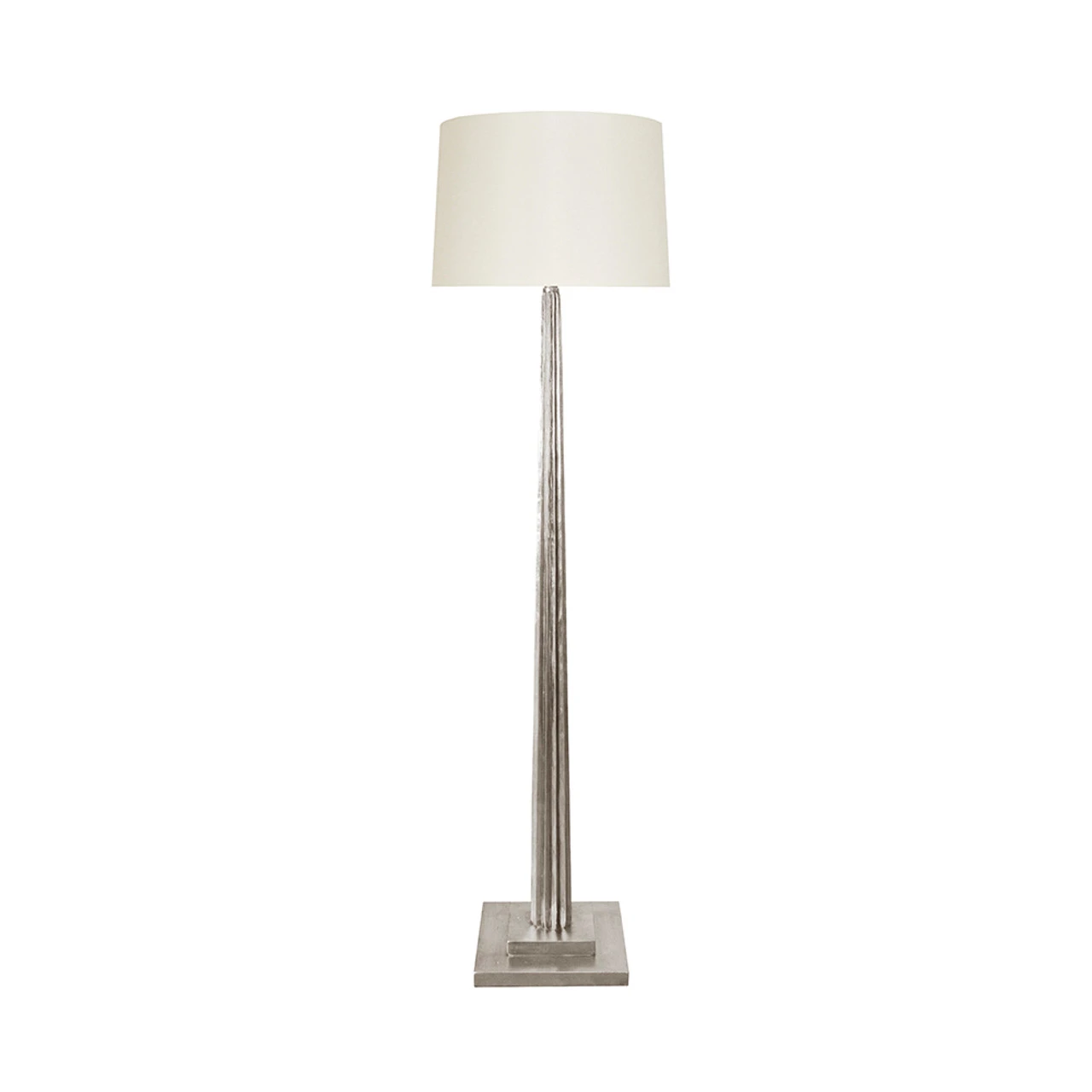 Worlds Away Fluted Wood Floor Lamp - Silver Leaf - Cream Silk Shade 1 Worlds Away Fluted Wood Floor Lamp - Silver Leaf - Cream Silk Shade