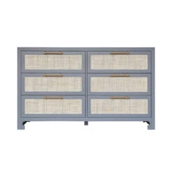 Worlds Away Six Drawer Cane Front Chest - Brass Hardware - Matte Grey Lacquer Finish -Worlds Away WA CARLA GRY 33881.1619201191 ni 14722.1707481652