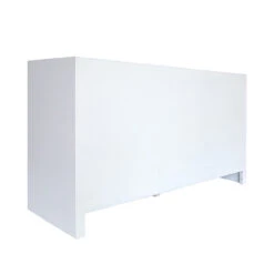 Worlds Away Six Drawer Cane Front Chest - Brass Hardware - Matte White Lacquer Finish