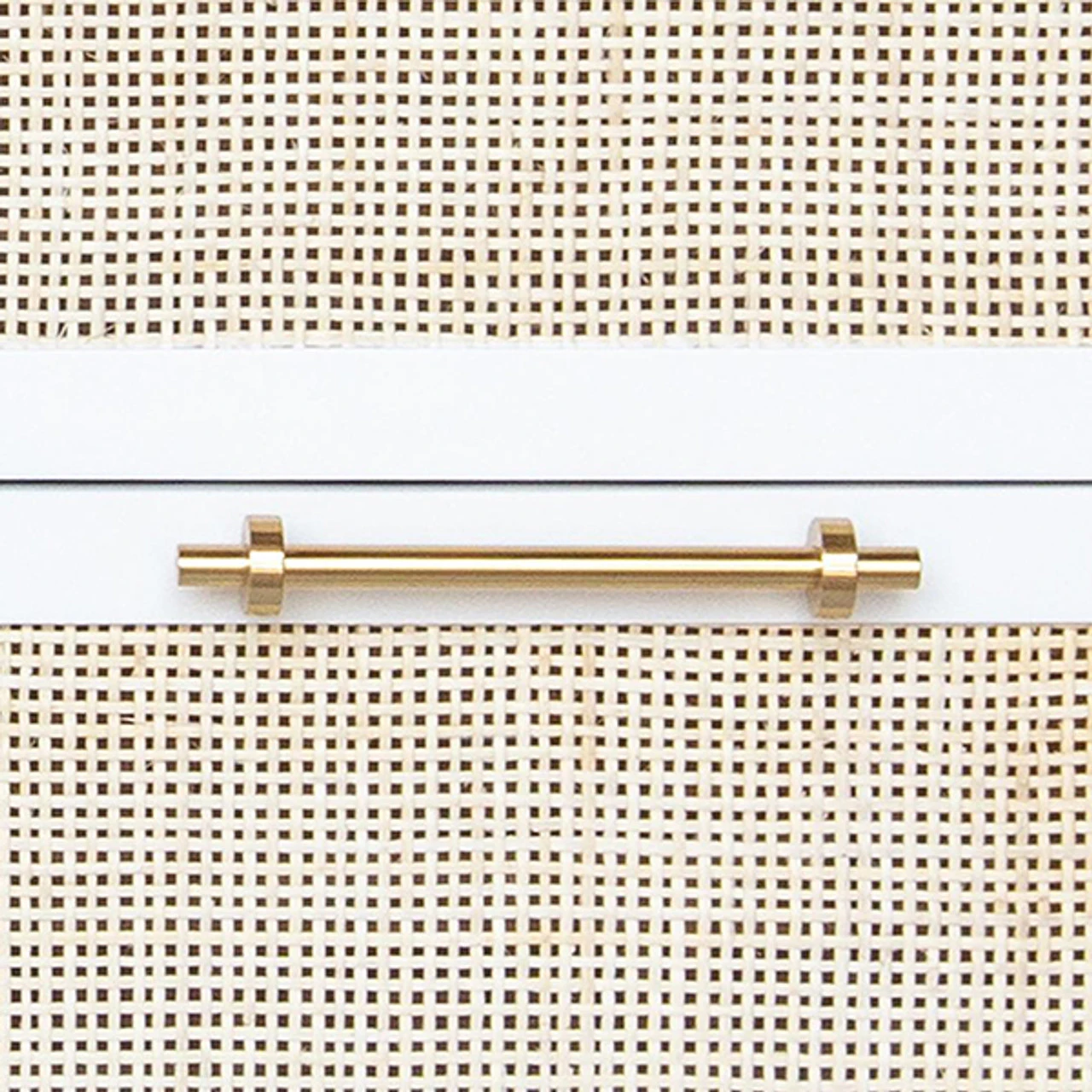 Worlds Away Six Drawer Cane Front Chest - Brass Hardware - Matte White Lacquer Finish 4 Worlds Away Six Drawer Cane Front Chest - Brass Hardware - Matte White Lacquer Finish - Image 4