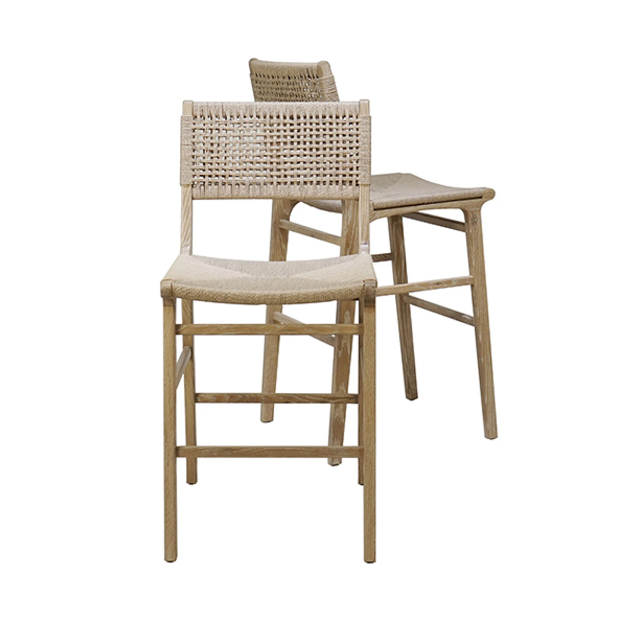 Worlds Away Woven Back Bar Stool - Rush Seat - Cerused Oak 1 Worlds Away Woven Back Bar Stool - Rush Seat - Cerused Oak