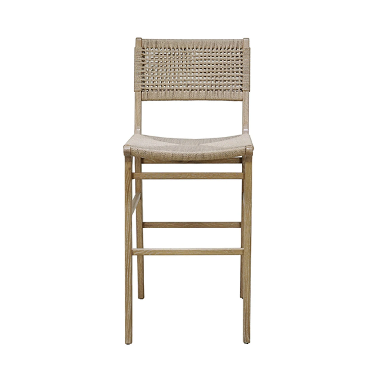 Worlds Away Woven Back Bar Stool - Rush Seat - Cerused Oak 4 Worlds Away Woven Back Bar Stool - Rush Seat - Cerused Oak - Image 4