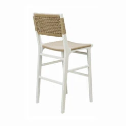 Worlds Away Woven Back Bar Stool - Rush Seat - Matte White Lacquer -Worlds Away WA CARSON WH BACK 68362.1619201095 ni 27447.1707481656