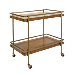 Worlds Away Antique Brass Bar Cart - Shelves - Dark Burl Wood -Worlds Away WA CASH DBW ANGLE 33720.1695219869 ni 77445.1707481658