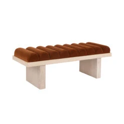 Worlds Away Channeled Seat Bench - Cerused Oak Base - Rust Velvet -Worlds Away WA CASPIAN RST ANGLE 61930.1695219801 ni 47731.1707481659