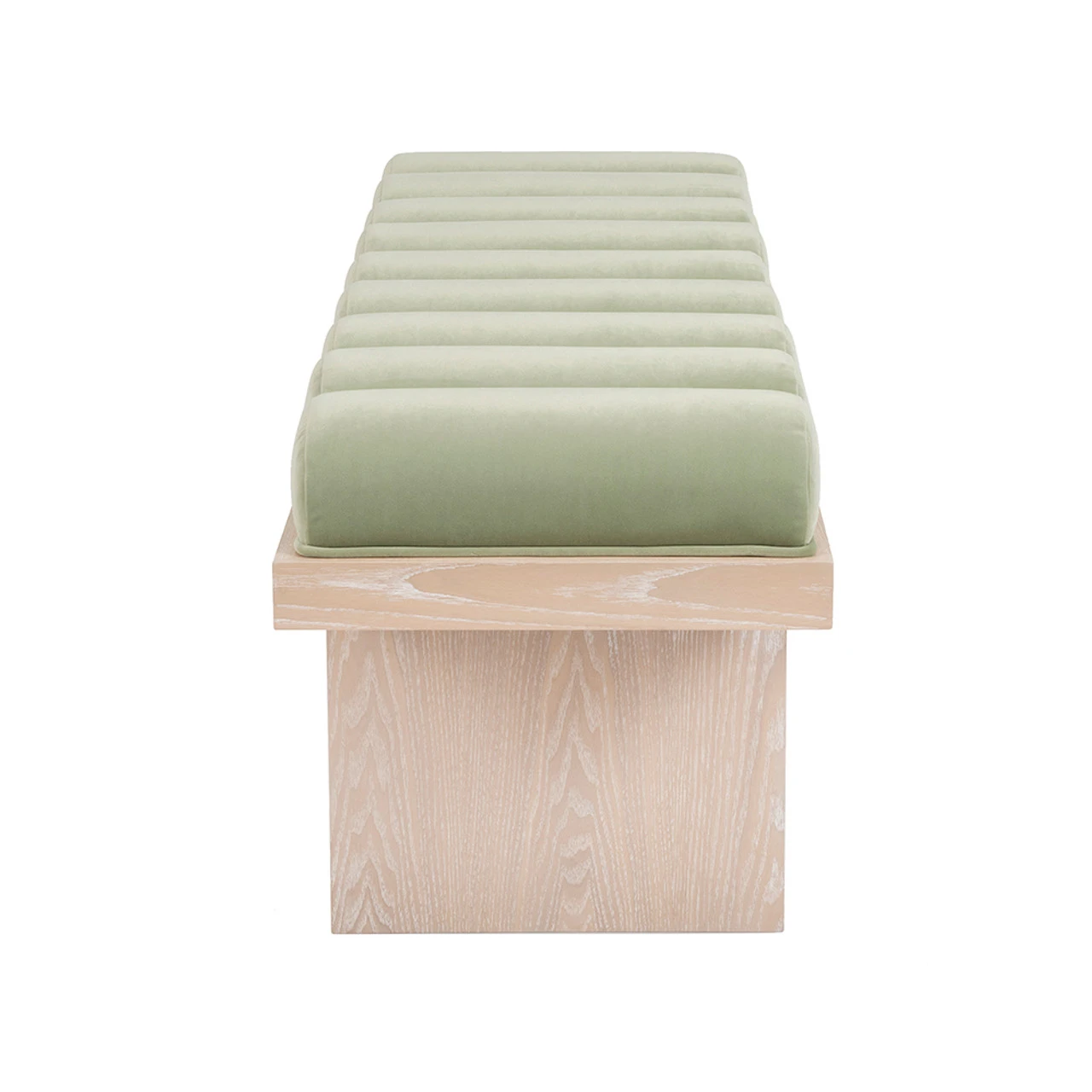Worlds Away Channeled Seat Bench - Cerused Oak Base - Sage Green Velvet 5 Worlds Away Channeled Seat Bench - Cerused Oak Base - Sage Green Velvet - Image 5