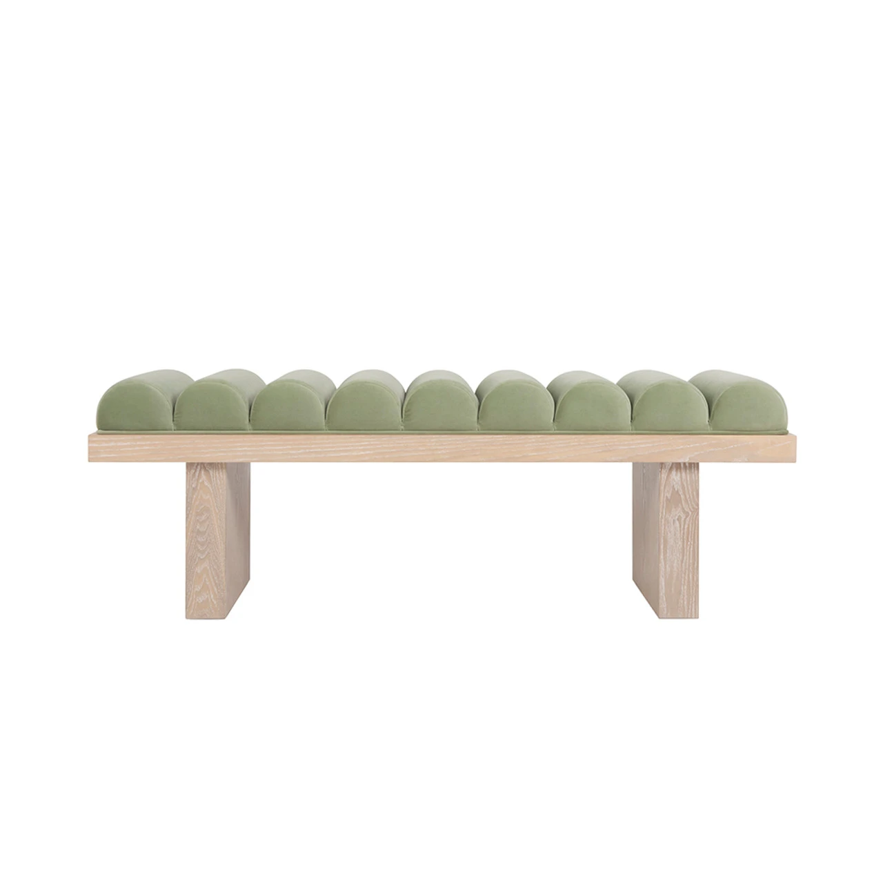 Worlds Away Channeled Seat Bench - Cerused Oak Base - Sage Green Velvet 6 Worlds Away Channeled Seat Bench - Cerused Oak Base - Sage Green Velvet - Image 6