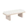 Worlds Away Channeled Seat Bench - Cerused Oak Base - Performance White Linen