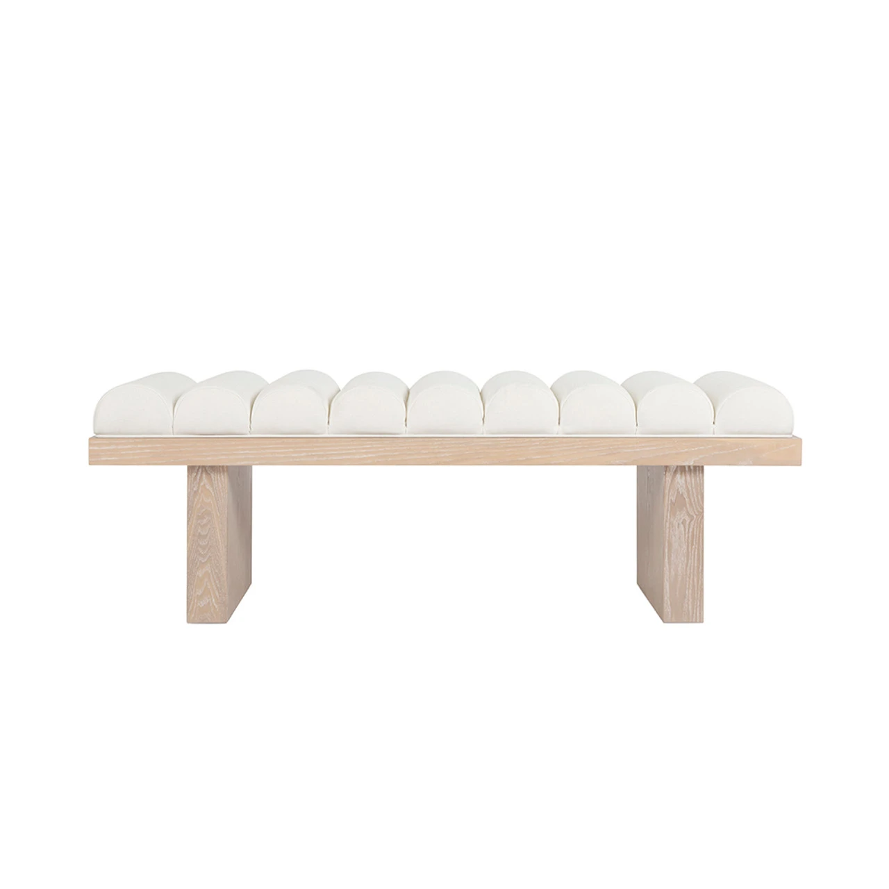 Worlds Away Channeled Seat Bench - Cerused Oak Base - Performance White Linen 2 Worlds Away Channeled Seat Bench - Cerused Oak Base - Performance White Linen - Image 2