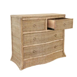 Worlds Away Four Drawer Chest - Woven Rattan - Satin Brass Pulls -Worlds Away WA CELINE ANGLE OPEN 1 17410.1695066936 ni 15995.1707481664