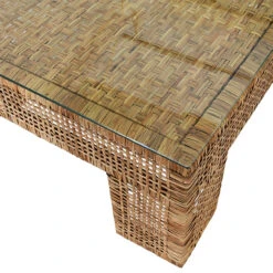 Worlds Away Wide Leg Rattan Coffee Table - Glass Top -Worlds Away WA CHARLIE DETAIL 36674.1665177822 ni 89698.1707481665
