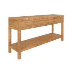 Worlds Away Two Drawer Console - Natural Rattan - Brushed Brass Cup Pulls -Worlds Away WA CIARA BACK ANGLE 62423.1695230193 ni 67750.1707481667