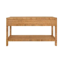 Worlds Away Two Drawer Console - Natural Rattan - Brushed Brass Cup Pulls -Worlds Away WA CIARA BACK 69304.1695230194 ni 58221.1707481667