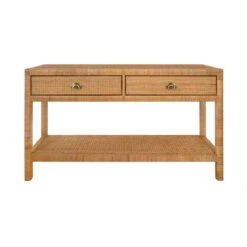 Worlds Away Two Drawer Console - Natural Rattan - Brushed Brass Cup Pulls -Worlds Away WA CIARA 44267.1695230196 ni 76351.1707481667