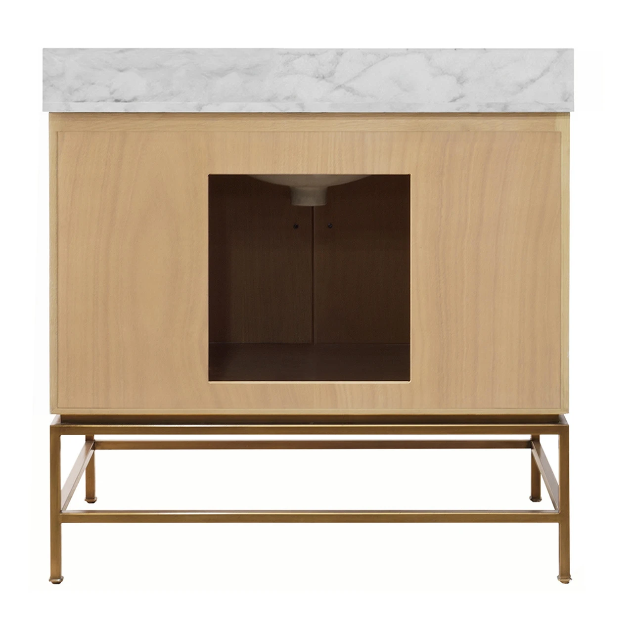 Worlds Away Bath Vanity - Cerused Oak And Antique Brass - White Marble Top And Porcelain Sink - Lucite And Antique Brass Pulls 3 Worlds Away Bath Vanity - Cerused Oak And Antique Brass - White Marble Top And Porcelain Sink - Lucite And Antique Brass Pulls - Image 3