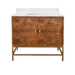 Worlds Away Bath Vanity - Matte Dark Burl Wood And Antique Brass - White Marble Top And Porcelain Sink 10 Worlds Away Bath Vanity - Matte Dark Burl Wood And Antique Brass - White Marble Top And Porcelain Sink -Worlds Away WA CLIFFORD DBW 40765.1601672088 ni 26172.1707481670