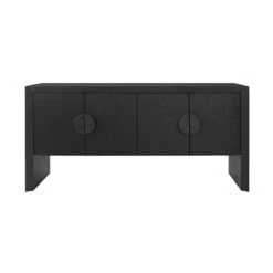 Worlds Away Four Door Buffet - Black Painted Grasscloth - Black Oak Handles -Worlds Away WA COLT BLK 73760.1681317466 ni 72985.1707481671