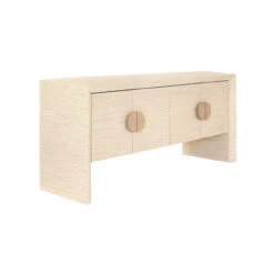 Worlds Away Four Door Buffet - Natural Grasscloth - Cerused Oak Handles -Worlds Away WA COLT NAT ANGLE 34925.1681317486 ni 35415.1707481672