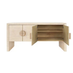 Worlds Away Four Door Buffet - Natural Grasscloth - Cerused Oak Handles -Worlds Away WA COLT NAT OPEN 91554.1681317482 ni 42525.1707481672