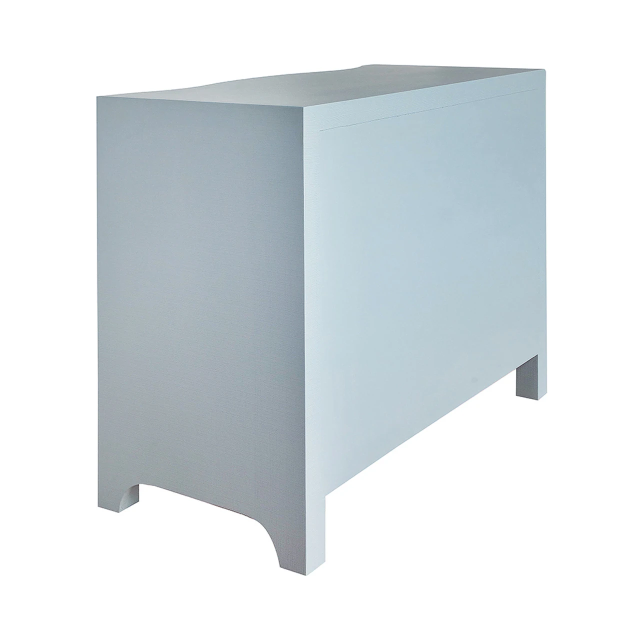 Worlds Away Curved Front Chest - Three Drawers - White Light Blue Textured Linen - Satin Brass Ring Hardware 4 Worlds Away Curved Front Chest - Three Drawers - White Light Blue Textured Linen - Satin Brass Ring Hardware - Image 4