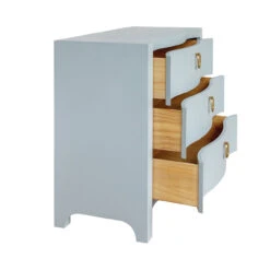 Worlds Away Curved Front Chest - Three Drawers - White Light Blue Textured Linen - Satin Brass Ring Hardware 16 Worlds Away Curved Front Chest - Three Drawers - White Light Blue Textured Linen - Satin Brass Ring Hardware -Worlds Away WA CORA LB OPEN 27085.1695066734 ni 34350.1707481674