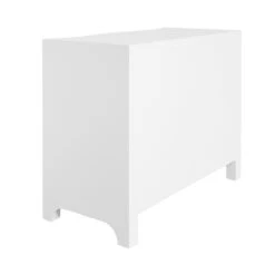 Worlds Away Curved Front Chest - Three Drawers - White Textured Linen - Satin Brass Ring Hardware -Worlds Away WA CORA WH BACK 80237.1695066627 ni 12863.1707481675