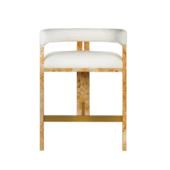 Worlds Away Modern Wooden Accent Counter Stool - Burlwood - White Linen -Worlds Away WA CRUISE BW 98751.1601671402 ni 96790.1707481680