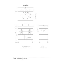 Worlds Away Bath Vanity - Cerused Oak - Open Cane Shelf, White Marble Top, Porcelain Sink, And Antique Brass Ring Hardware -Worlds Away WA CUTLER WEB SIZE 32750.1702074541 ni 34617.1707481682