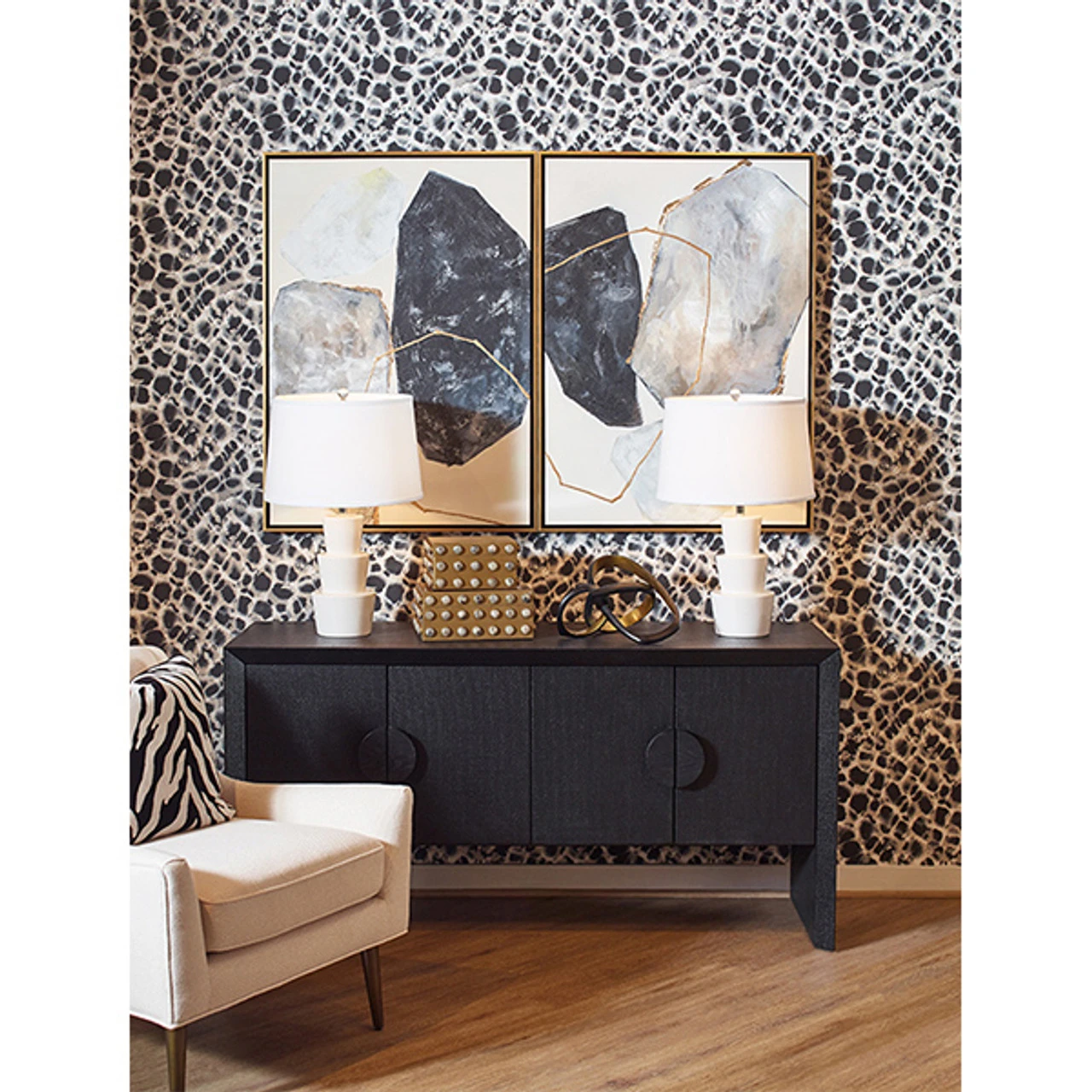 Worlds Away Three Tier Ceramic Table Lamp - White Linen Shade - White - Image 4