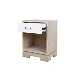 Worlds Away Side Table, Cerused Oak Case/White Drwr/Includes Brass & Nickel Hrdwr -Worlds Away WA DAKOTA CON DRAWER OPEN 34020.1615498948 ni 89280.1707481683
