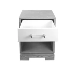 Worlds Away Side Table, Grey Cerused Oak Case/White Drwr/Includes Brass & Nickel Hrdwr Options W Acrylic Rod -Worlds Away WA DAKOTA GCO OPEN 92846.1591638397 ni 84554.1707481684