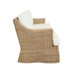 Worlds Away Lawson Style Sofa - Natural Rattan - Scalloped Skirt And Ivory Linen Cushions -Worlds Away WA DAPHNE SIDE 24775.1695066351 ni 40920.1707481685