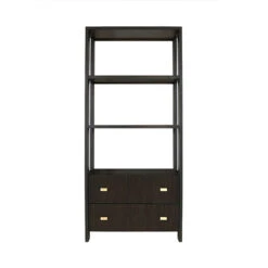 Worlds Away Two Drawer Etagere - Fluted Detail - Dark Espresso Oak