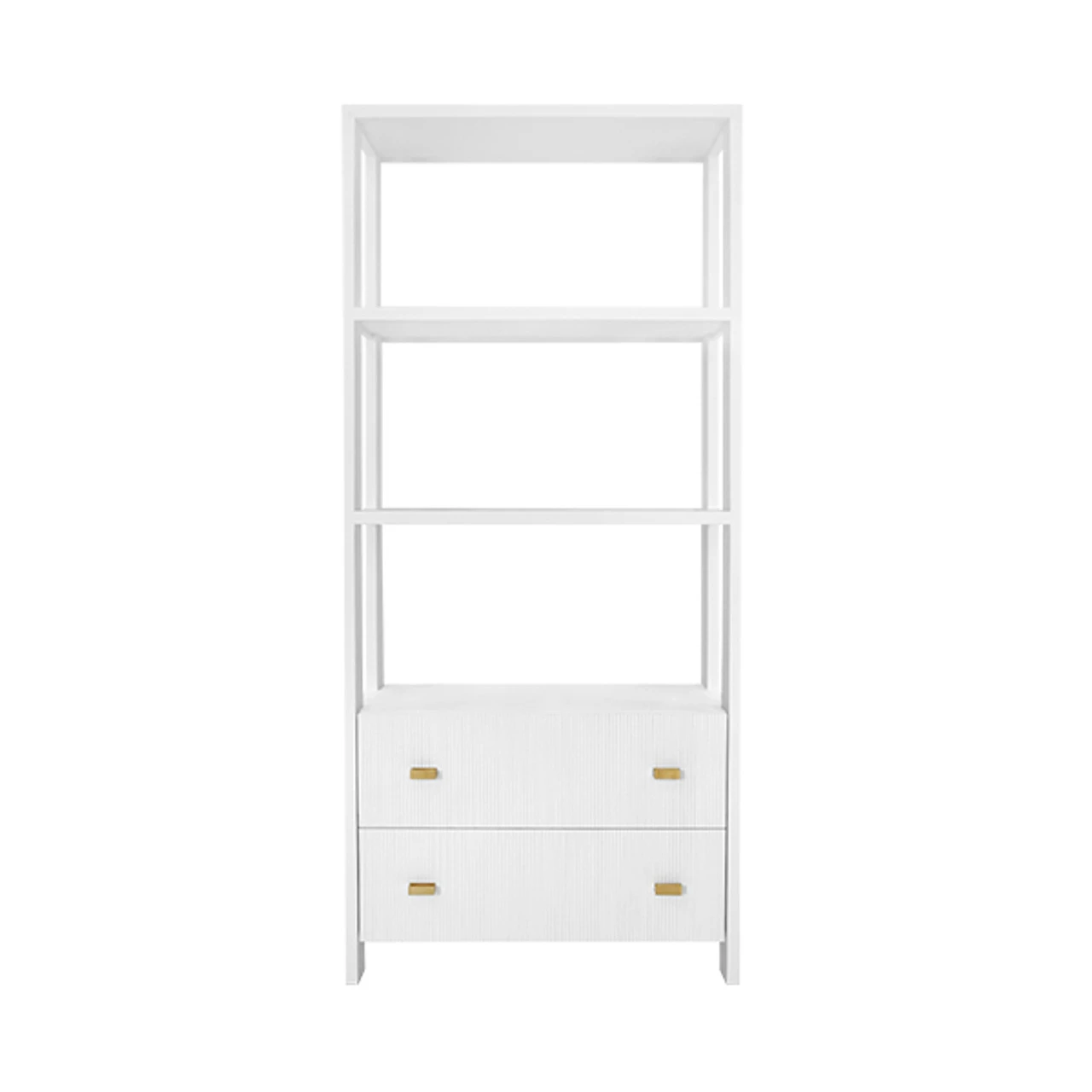 Worlds Away Two Drawer Etagere - Fluted Detail - Matte White Lacquer 3 Worlds Away Two Drawer Etagere - Fluted Detail - Matte White Lacquer - Image 3