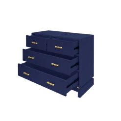 Worlds Away Four Dwr Chest W. Gold Lf Hdwr - Navy Lacquer -Worlds Away WA DECLAN NVY ANGLE OPEN 87060.1581110503 ni 58612.1707481689