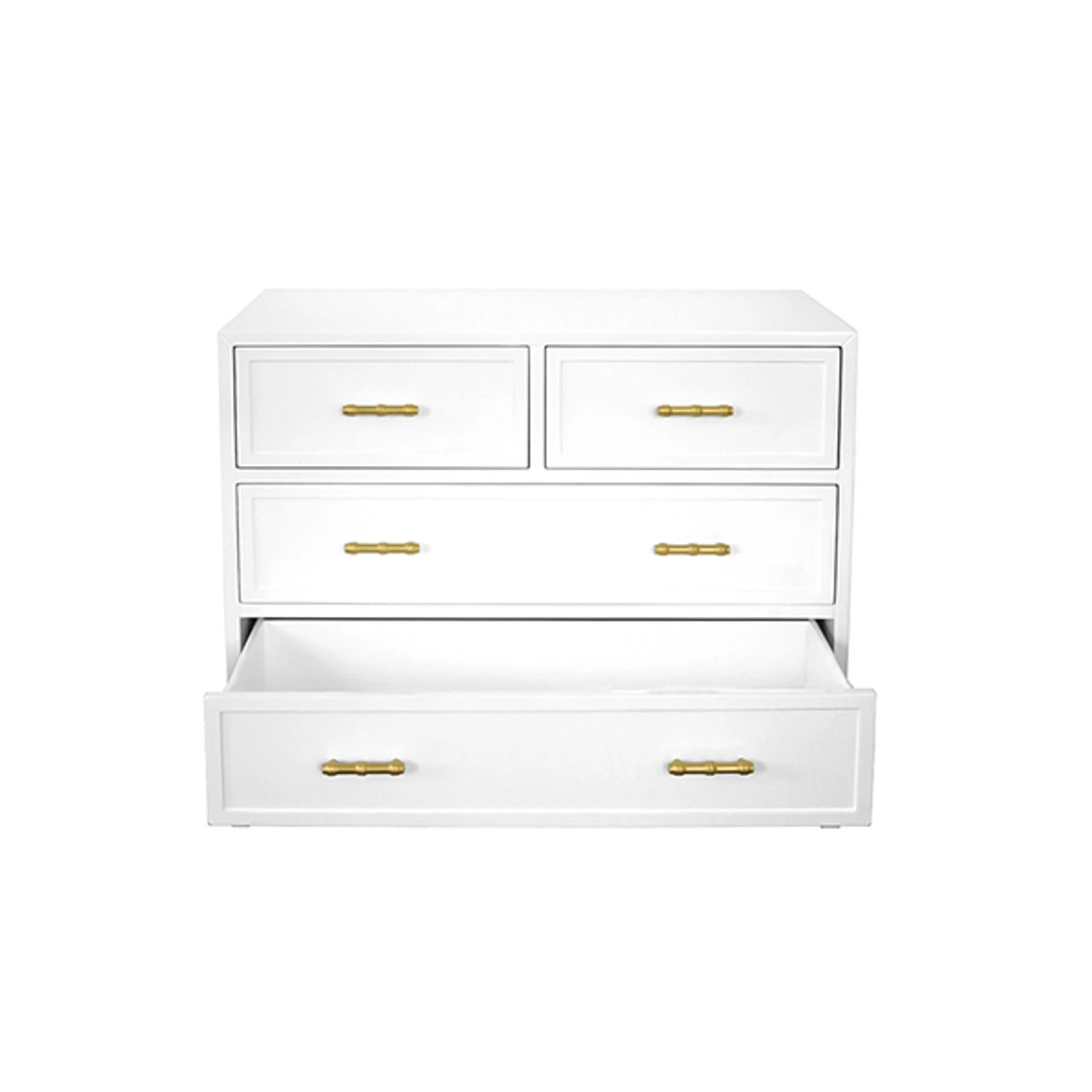 Worlds Away Four Dwr Chest W. Gold Lf Hdwr - White Lacquer 4 Worlds Away Four Dwr Chest W. Gold Lf Hdwr - White Lacquer - Image 4