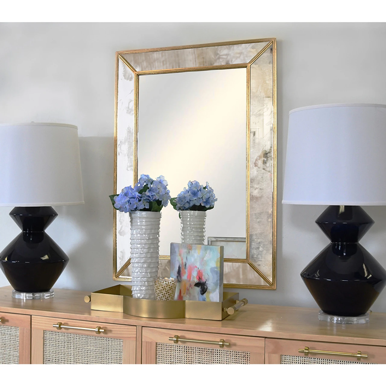 Worlds Away Dion Rectangular Antique Mirror With Gold Leafed Wood Edges 1 Worlds Away Dion Rectangular Antique Mirror With Gold Leafed Wood Edges