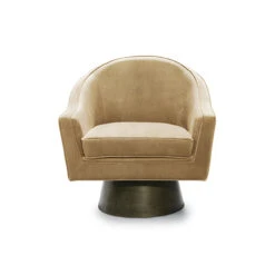 Worlds Away Swivel Chair W. Bronze Base - Camel Velvet -Worlds Away WA DOMINIC CML FRONT 34137.1620682487 ni 68402.1707481691