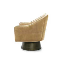 Worlds Away Swivel Chair W. Bronze Base - Camel Velvet -Worlds Away WA DOMINIC CML SIDE 19017.1620682481 ni 20641.1707481691