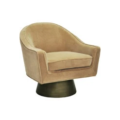 Worlds Away Swivel Chair W. Bronze Base - Camel Velvet -Worlds Away WA DOMINIC CML 09499.1620682486 ni 72861.1707481691