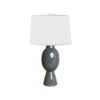 Worlds Away Tall Bulb Shape Ceramic Table Lamp - White Linen Shade - Charcoal