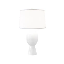 Worlds Away Tall Bulb Shape Ceramic Table Lamp - White Linen Shade - White -Worlds Away WA DOVER WH LIT 60954.1664815561 ni 49403.1707481693