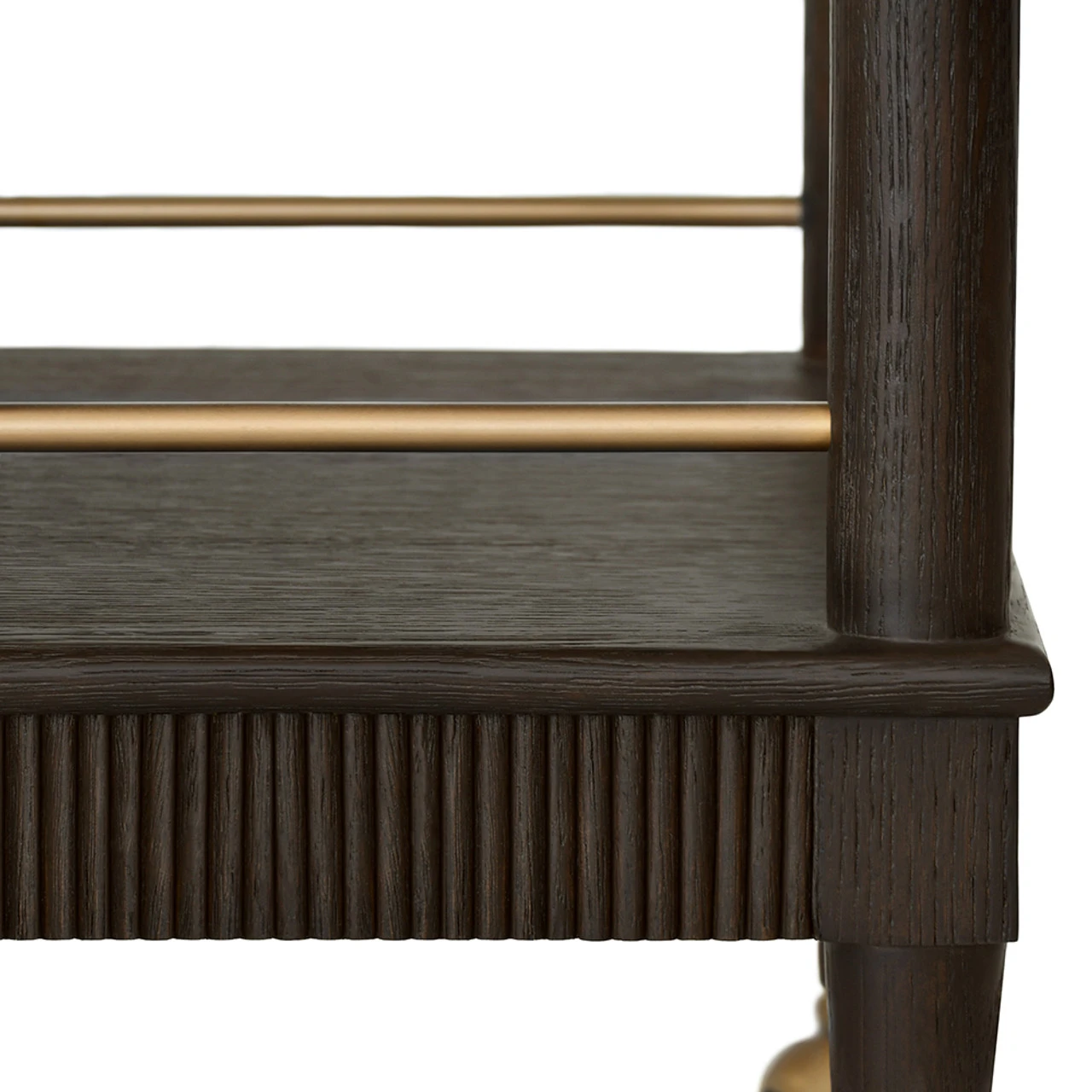 Worlds Away Classic Bar Cart - Fluted Detail - Espresso Oak 3 Worlds Away Classic Bar Cart - Fluted Detail - Espresso Oak - Image 3