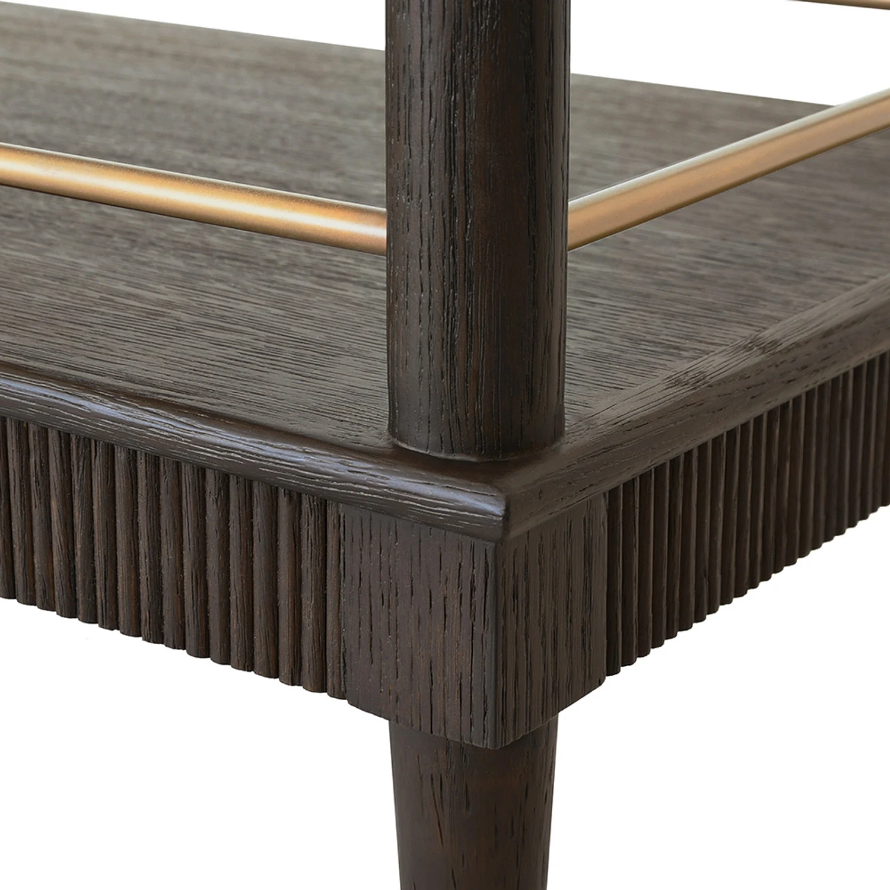 Worlds Away Classic Bar Cart - Fluted Detail - Espresso Oak 6 Worlds Away Classic Bar Cart - Fluted Detail - Espresso Oak - Image 6