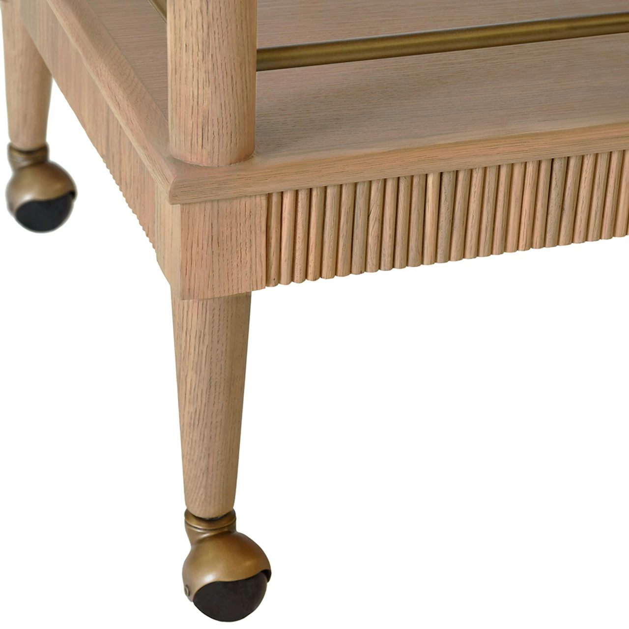 Worlds Away Classic Bar Cart - Fluted Detail - Natural Oak 6 Worlds Away Classic Bar Cart - Fluted Detail - Natural Oak - Image 6